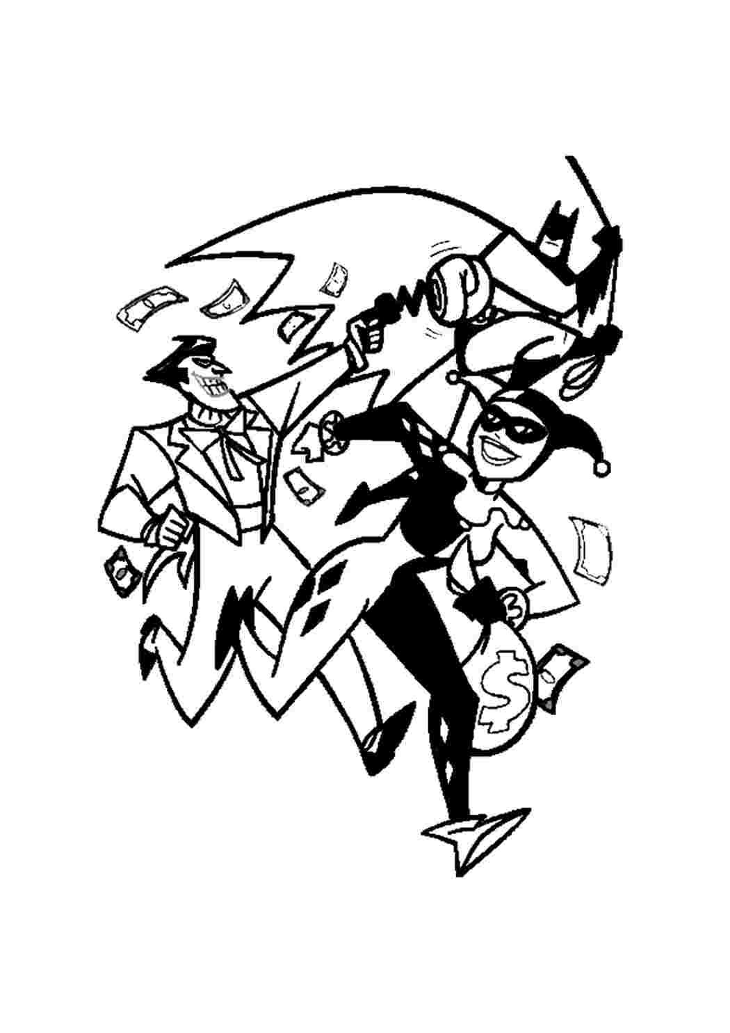 Джокер та Харлі Квінн розмальовка Розмальовки завантажити та роздрукувати безкоштовно