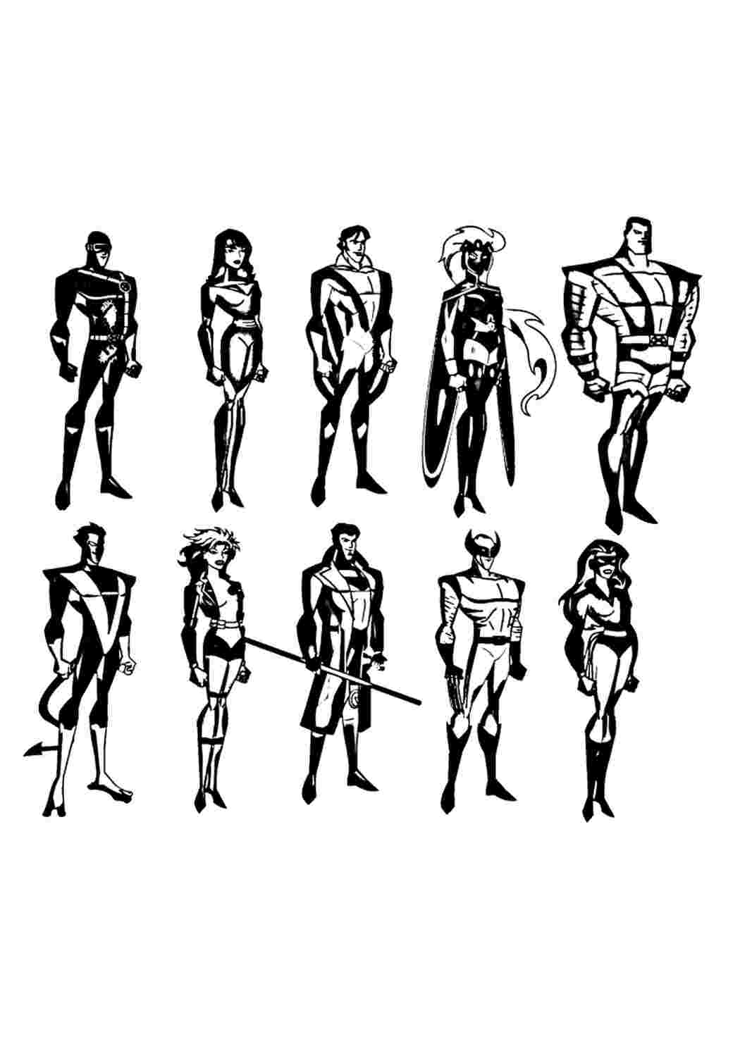 Десять супергероїв розмальовки для завантаження та друку безкоштовно