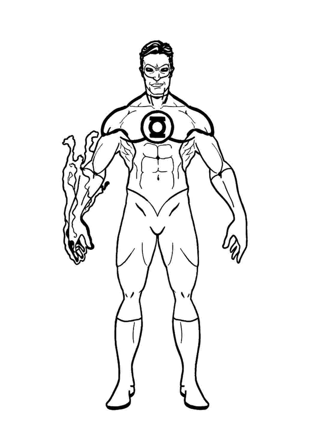 Супергерой Зелений Ліхтар Розфарбунки завантажити та роздрукувати безкоштовно