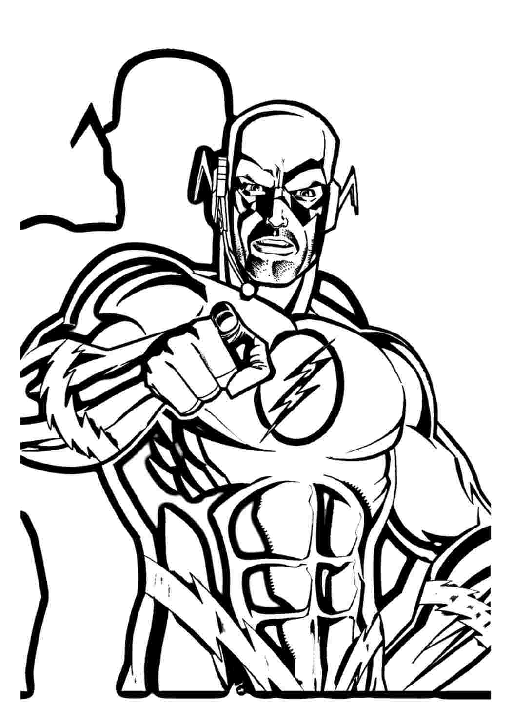 Один із найшвидших супергероїв Флеш завантажуйте та друкуйте розмальовки безкоштовно