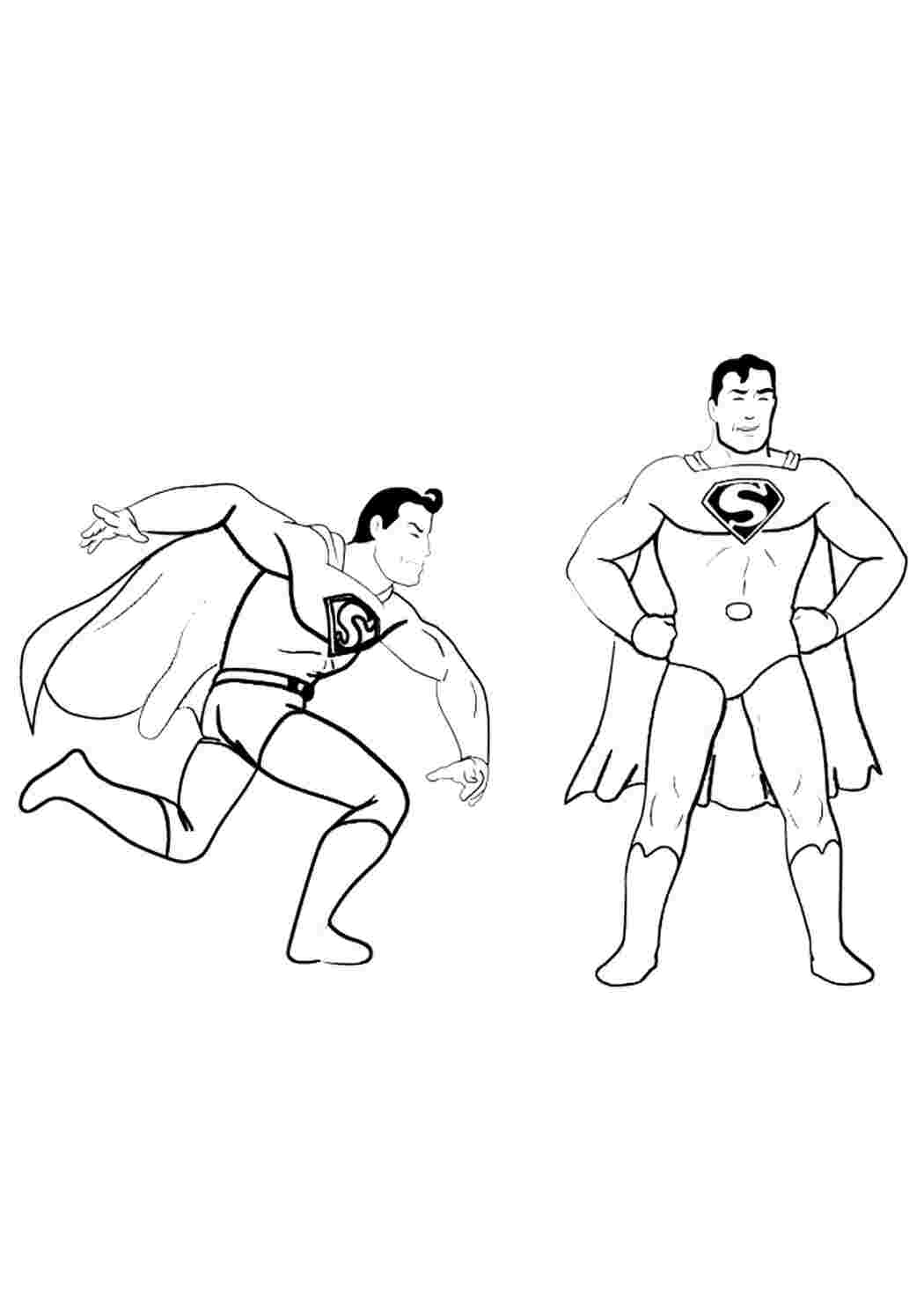 Два Супермени розмальовки для завантаження та друку безкоштовно