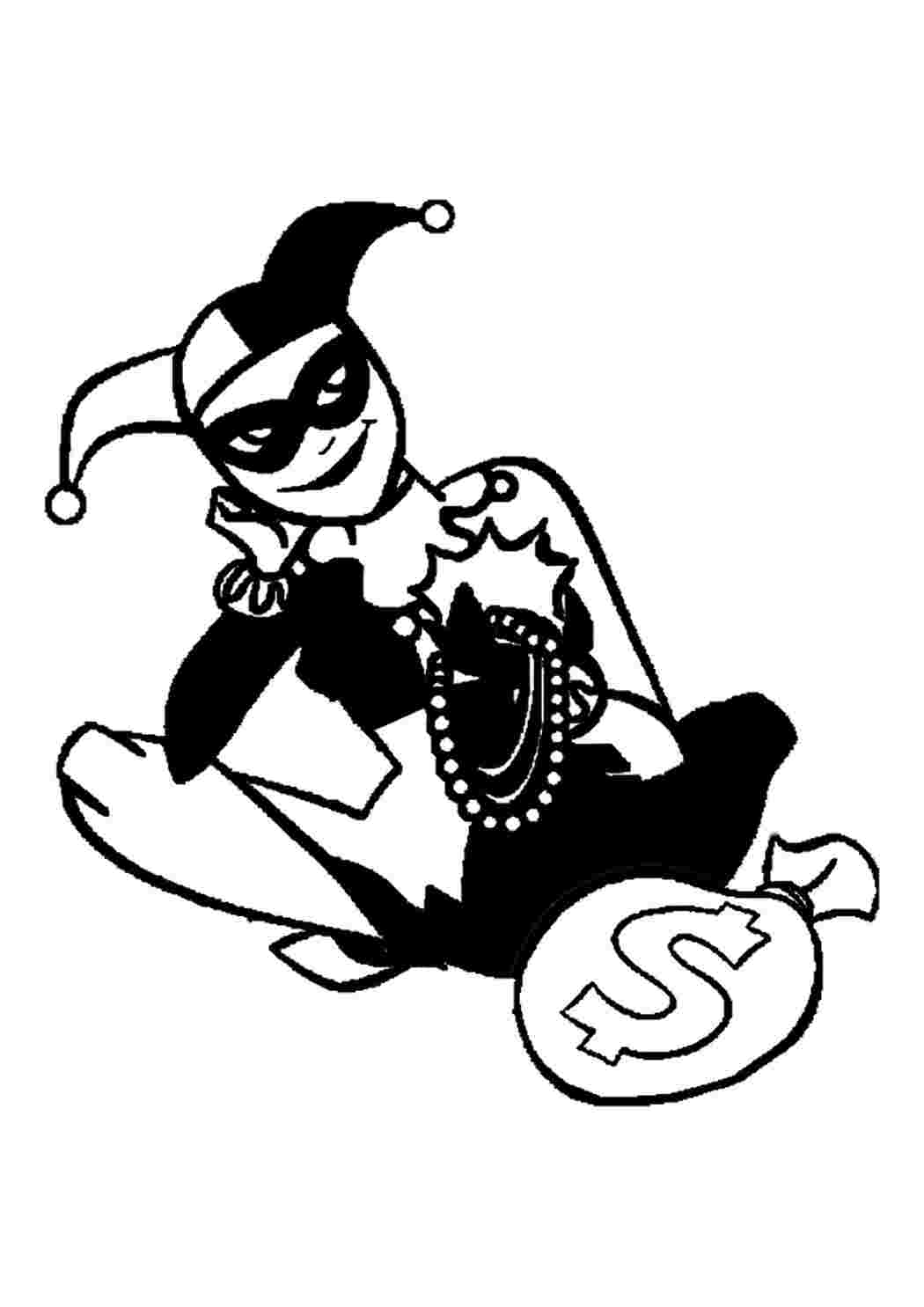 Харлі Квінн займається пограбуванням Розфарбувати та роздрукувати безкоштовно