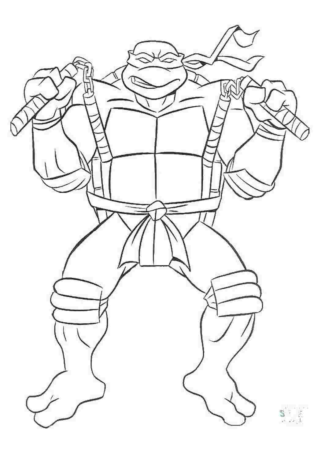 Раскраска Микеланджело зброя