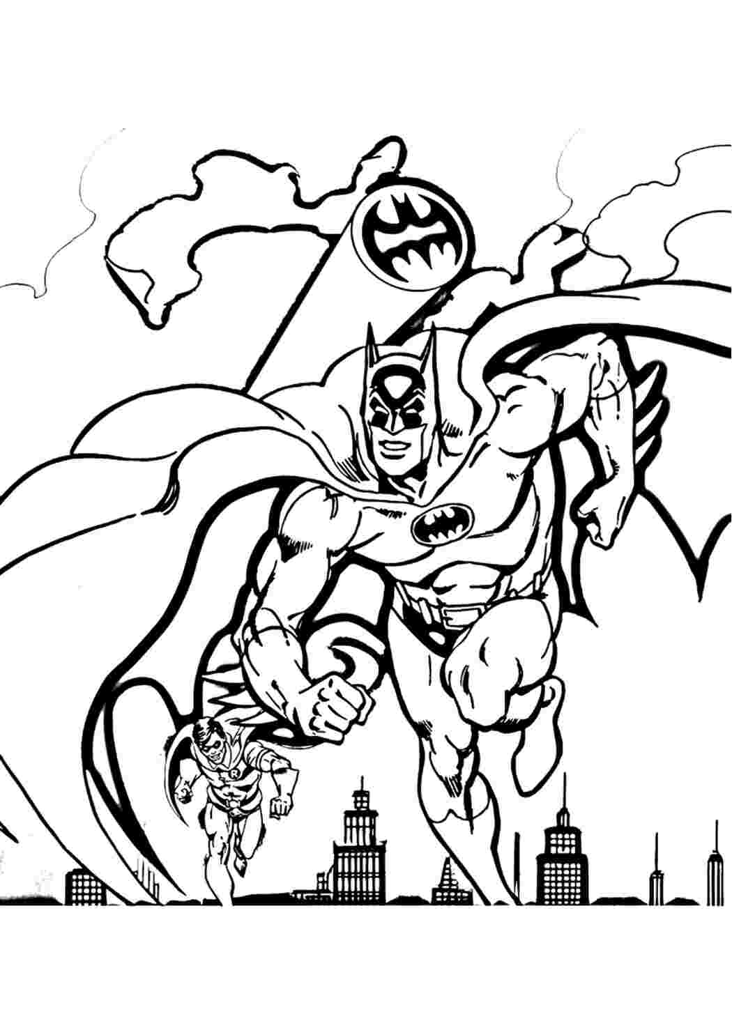 Раскраска Гарні розмальовки Бетмен та Ґотем