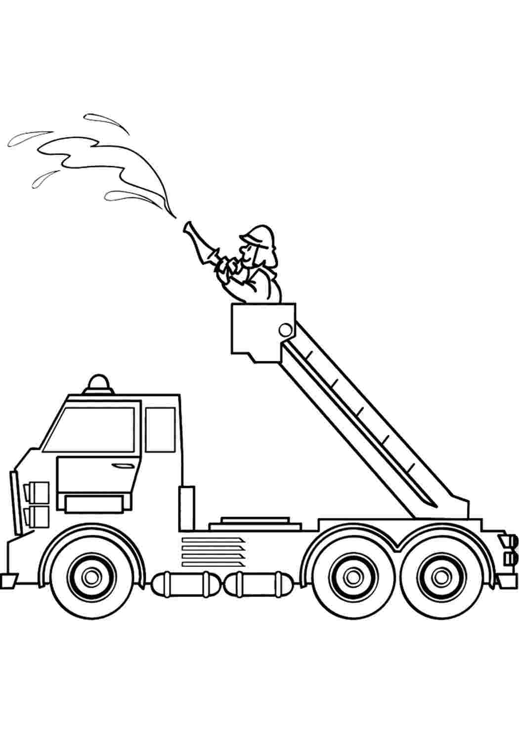 Раскраска Гарні розмальовки Пожежник гасить вогонь