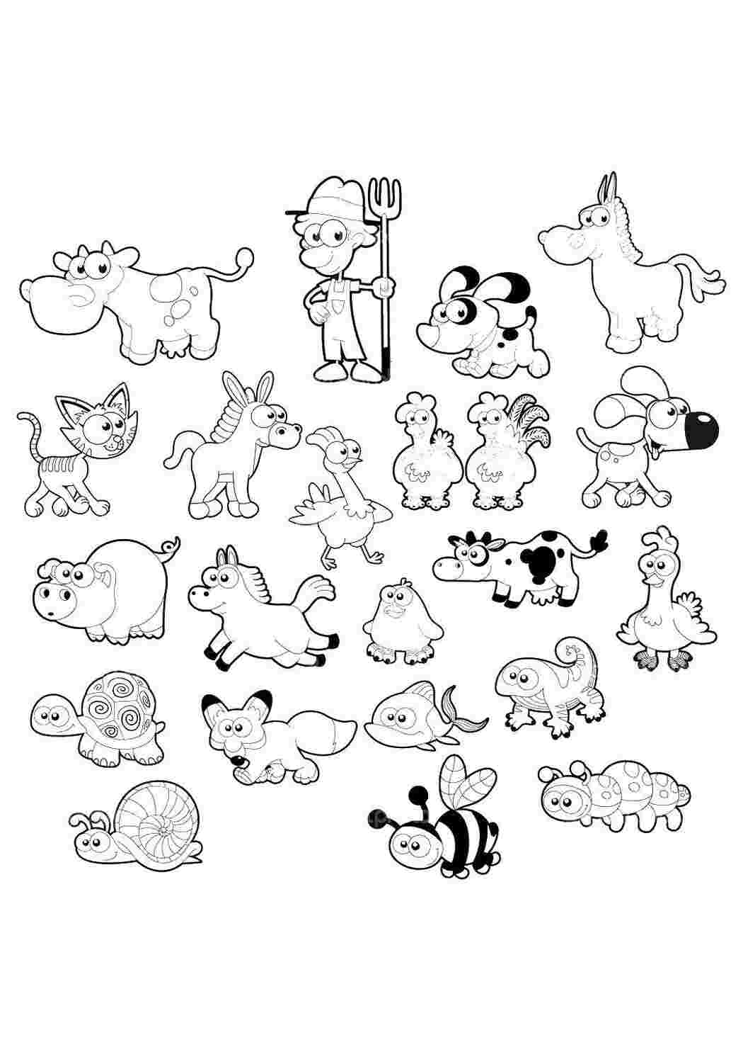 Раскраска Фермер з тваринами