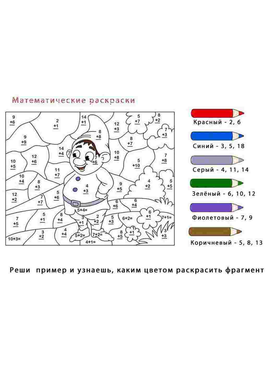 Раскраска Розв яжи приклади та розфарбуй картинку за номерами