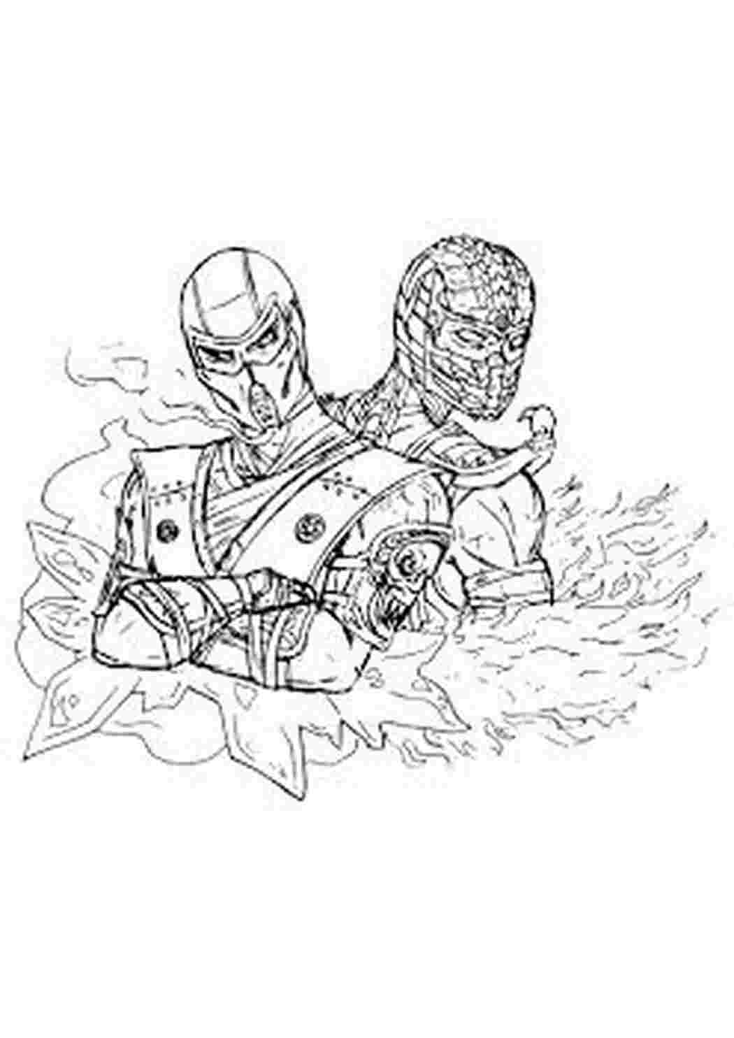 Раскраска розмальовки на тему Mortal Kombat для дітей