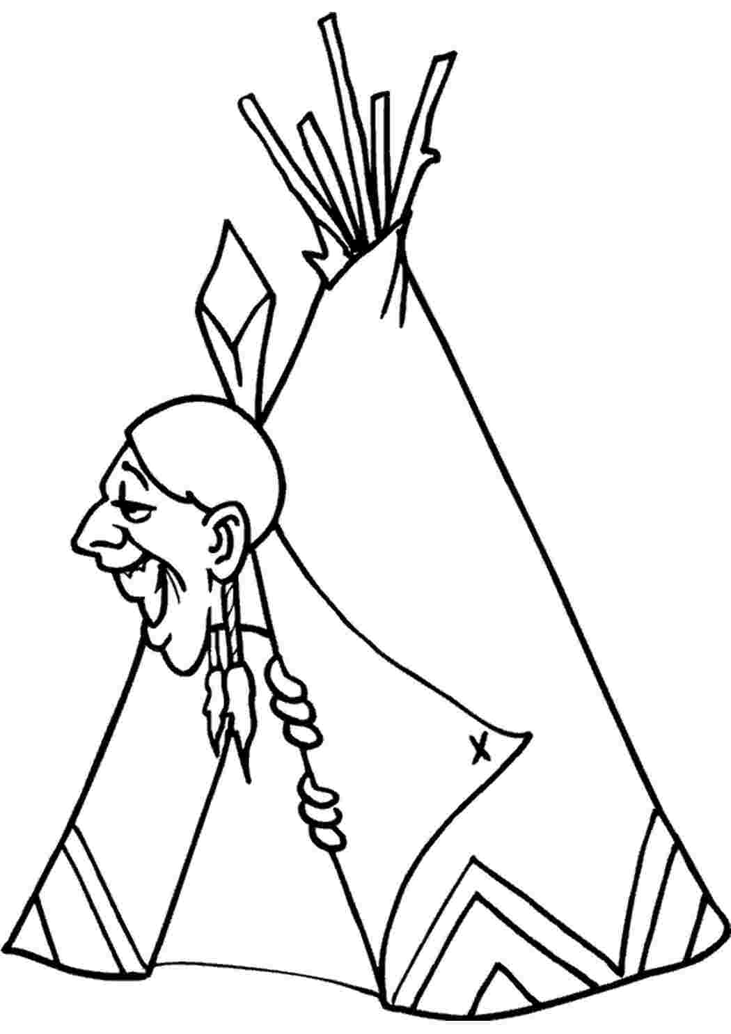 Раскраска розмальовки для дітей люди Північна Америка людина індієць чоловік