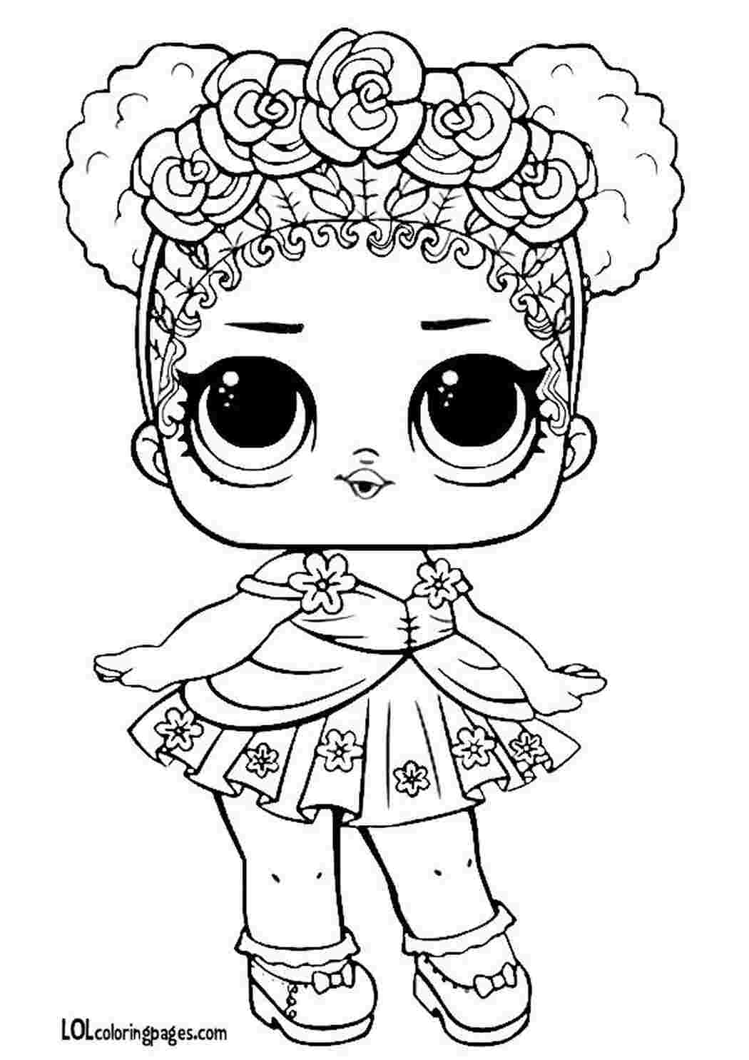 Раскраска Розфарбування для дівчаток з лялькою LOL Flower Child розмальовки ляльки роздрукувати