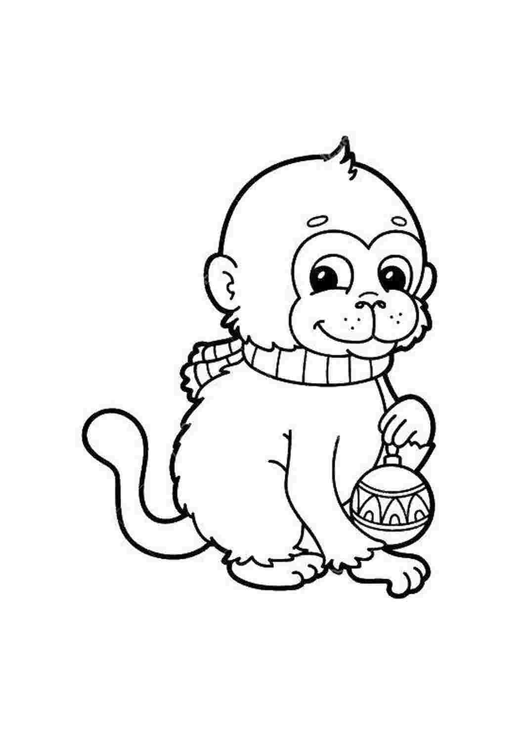 Раскраска Мавпчик з іграшкою