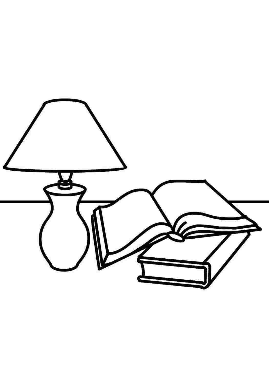Раскраска Книги та лампа