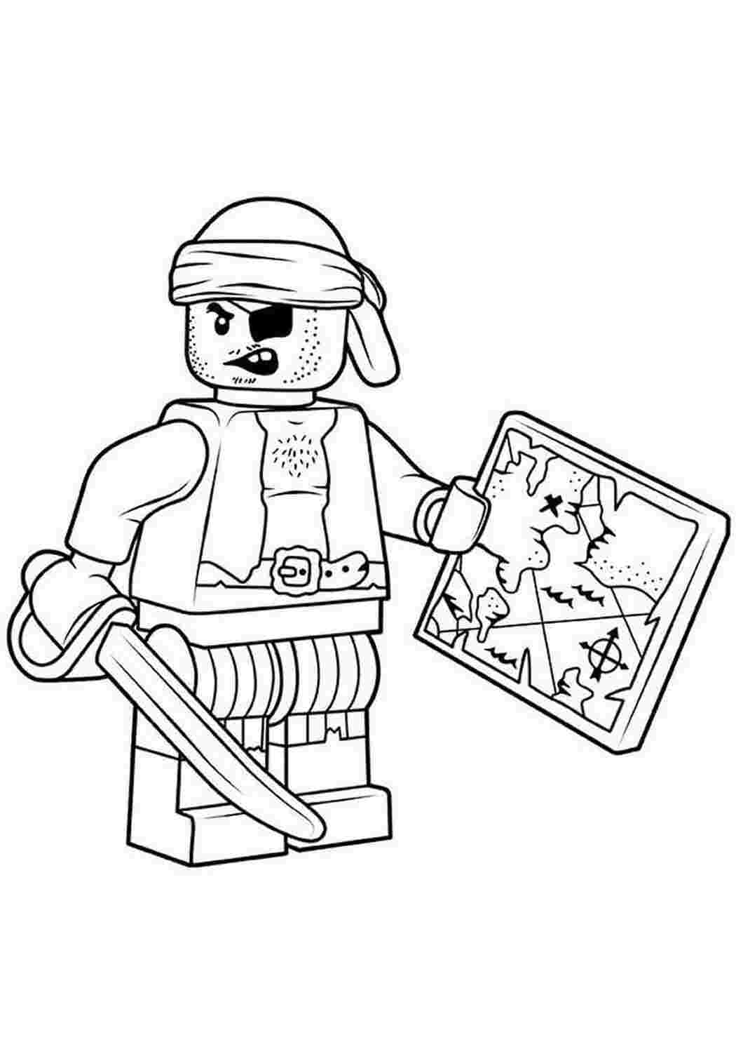 Раскраска Гарні розмальовки Розмальовка Пірати Лего Пірат тримає карту зі скарбами
