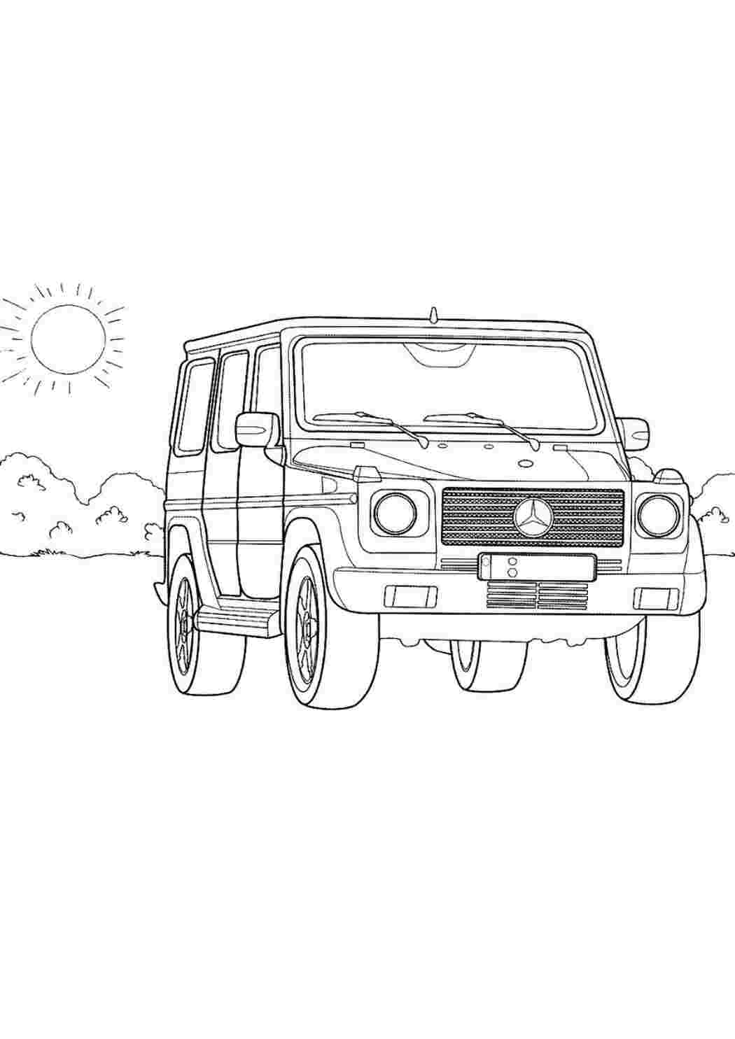 Раскраска Гарні розмальовки Розфарбування Mercedes Benz G63 Gelendwagen