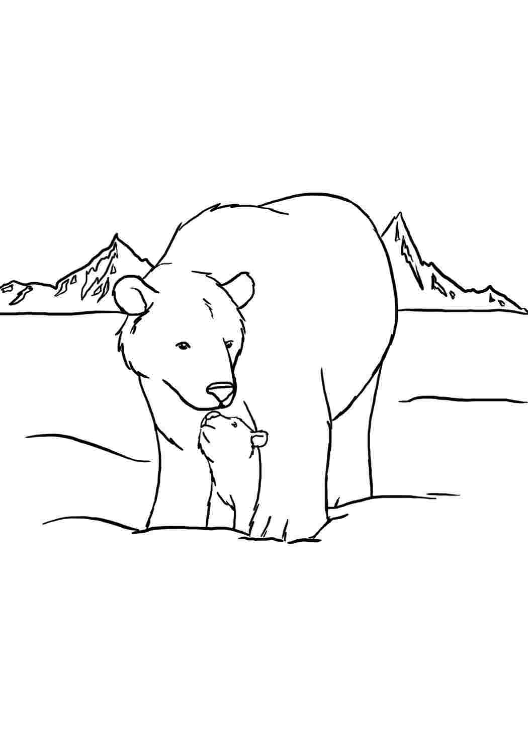 Раскраска Мати з ведмежам