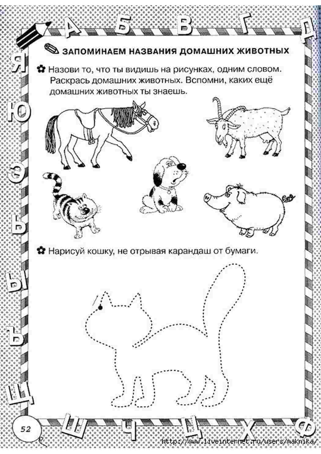 Раскраска розмальовка домашніх тварин розвиваюча розмальовка