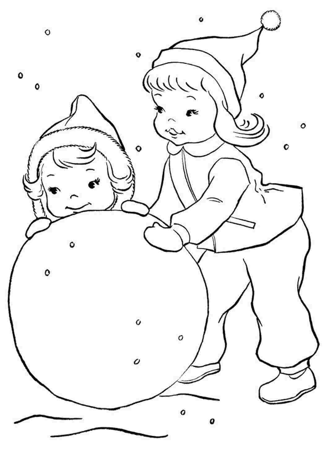 Раскраска Зима з великим грудком снігу