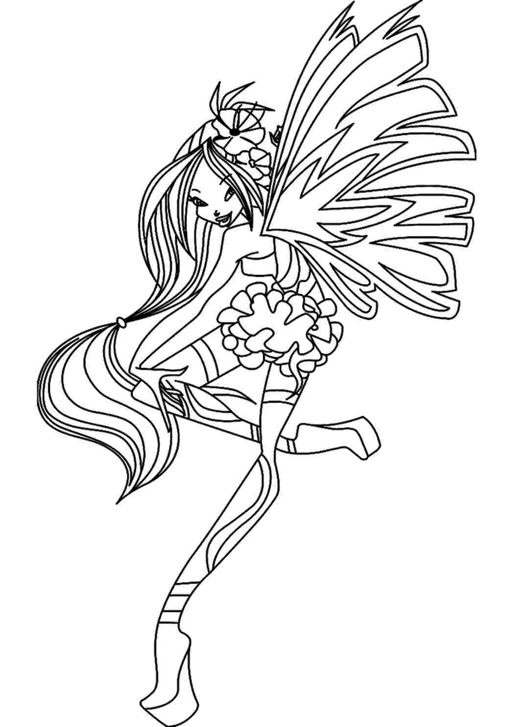 Раскраска Гарні розмальовки Флора Сіренікс персонаж яка дуже любить своїх батьків але стосунки ніяк не налагоджуються