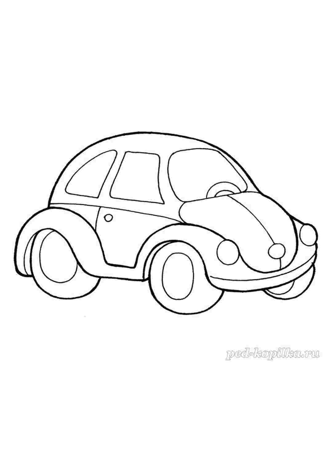 Раскраска Розфарбування для дітей Легковий автомобіль Фольксваген Жук