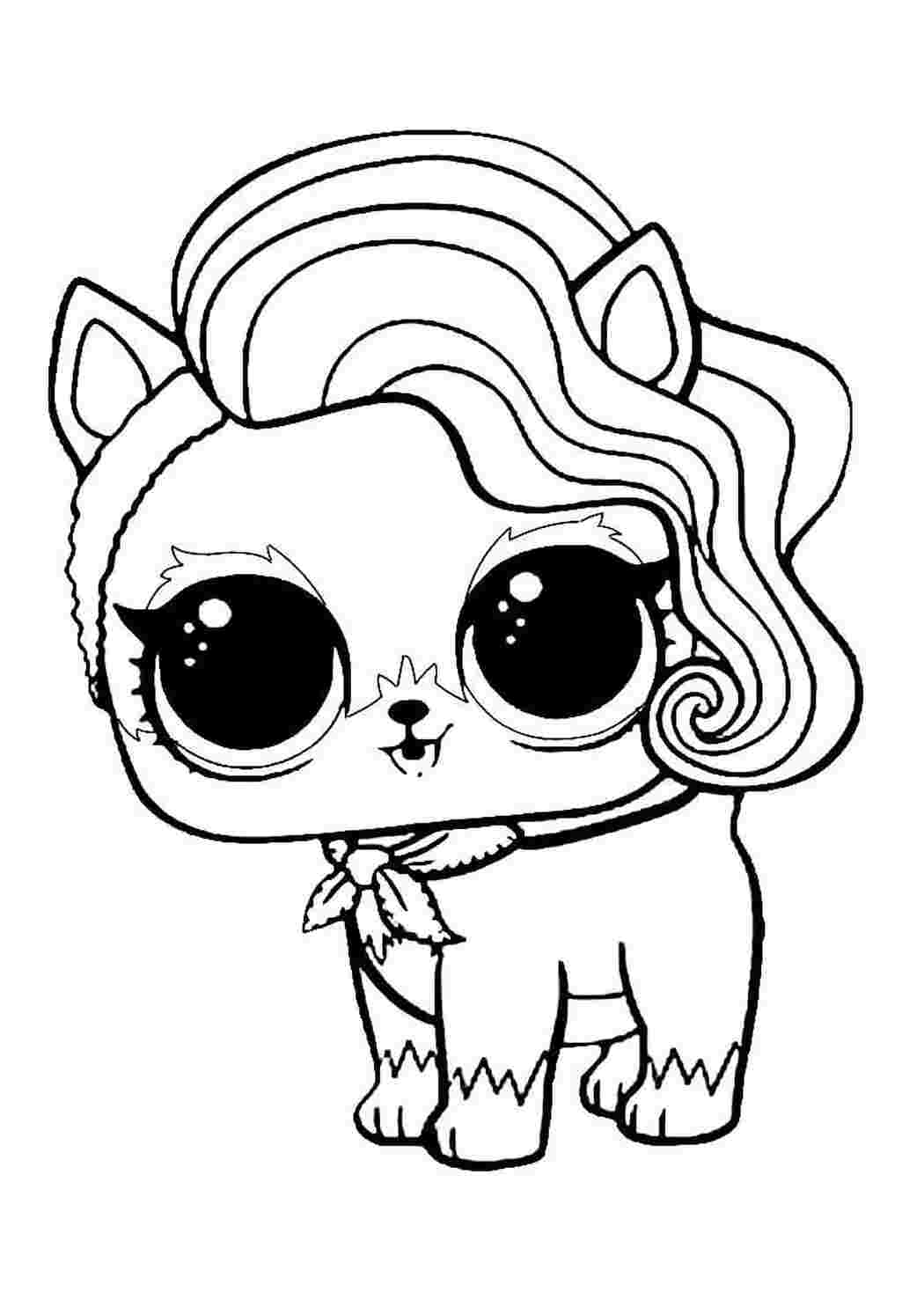 Раскраска Розфарбування ляльки LOL Sur Fur Puppy цуценя з хустиною на шиї