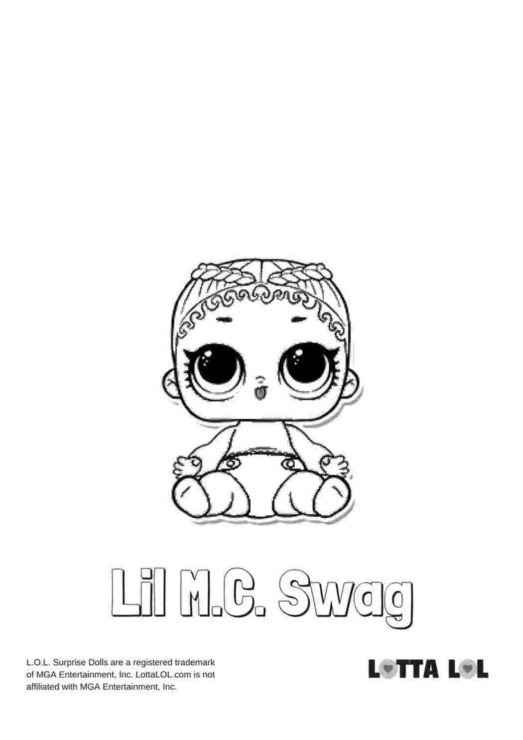 Раскраска Розфарбування Lil M C Swag сестричка малятко емсі сваг розмальовки ляльки лол онлайн