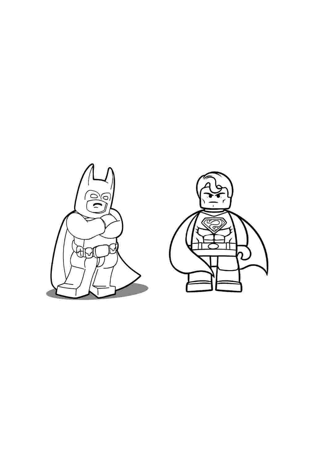 Раскраска Бетмен із конструктора Лего та Супермен