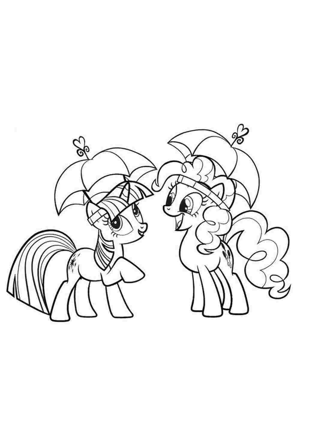 Раскраска Понi з My Little Pony під парасольками