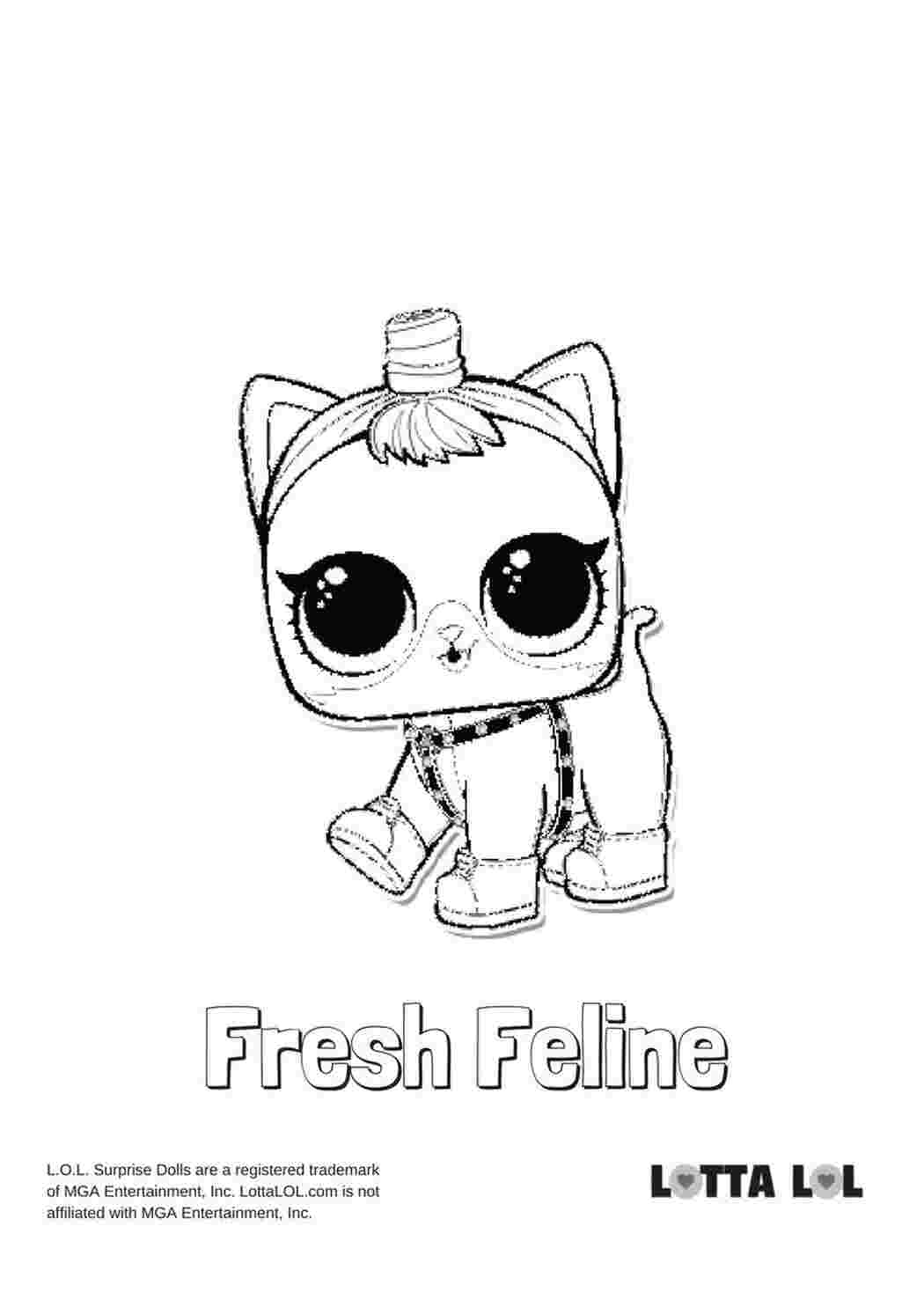 Раскраска Розфарбування Fresh Feline розмальовки ляльки LOL роздрукувати ляльку кошеня