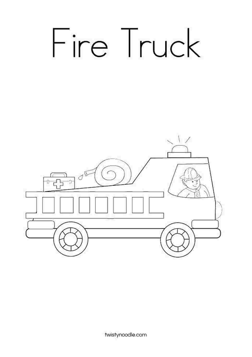 Раскраска Пожежник на пожежній машині