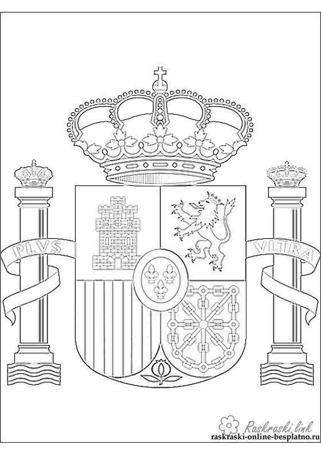 Раскраска Розфарбування герба Іспанії
