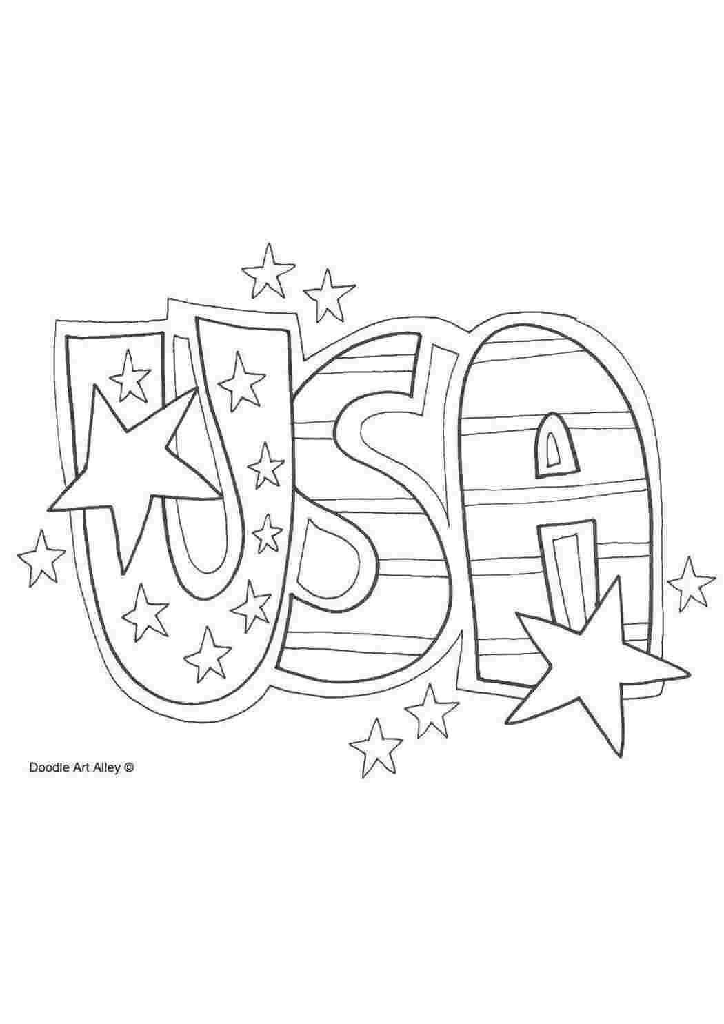 Раскраска Напис США