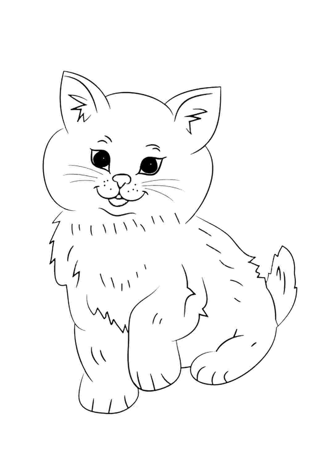 Раскраска Гарні розмальовки Гарненька кішечка сидить на задніх лапках