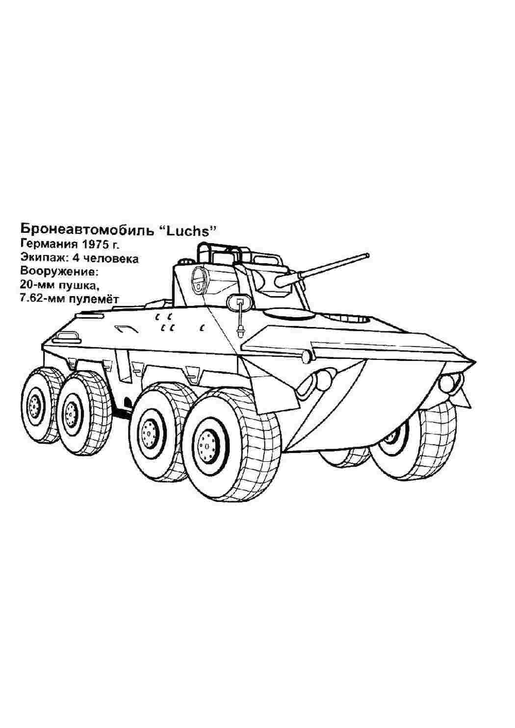 Раскраска Танк бронемашина