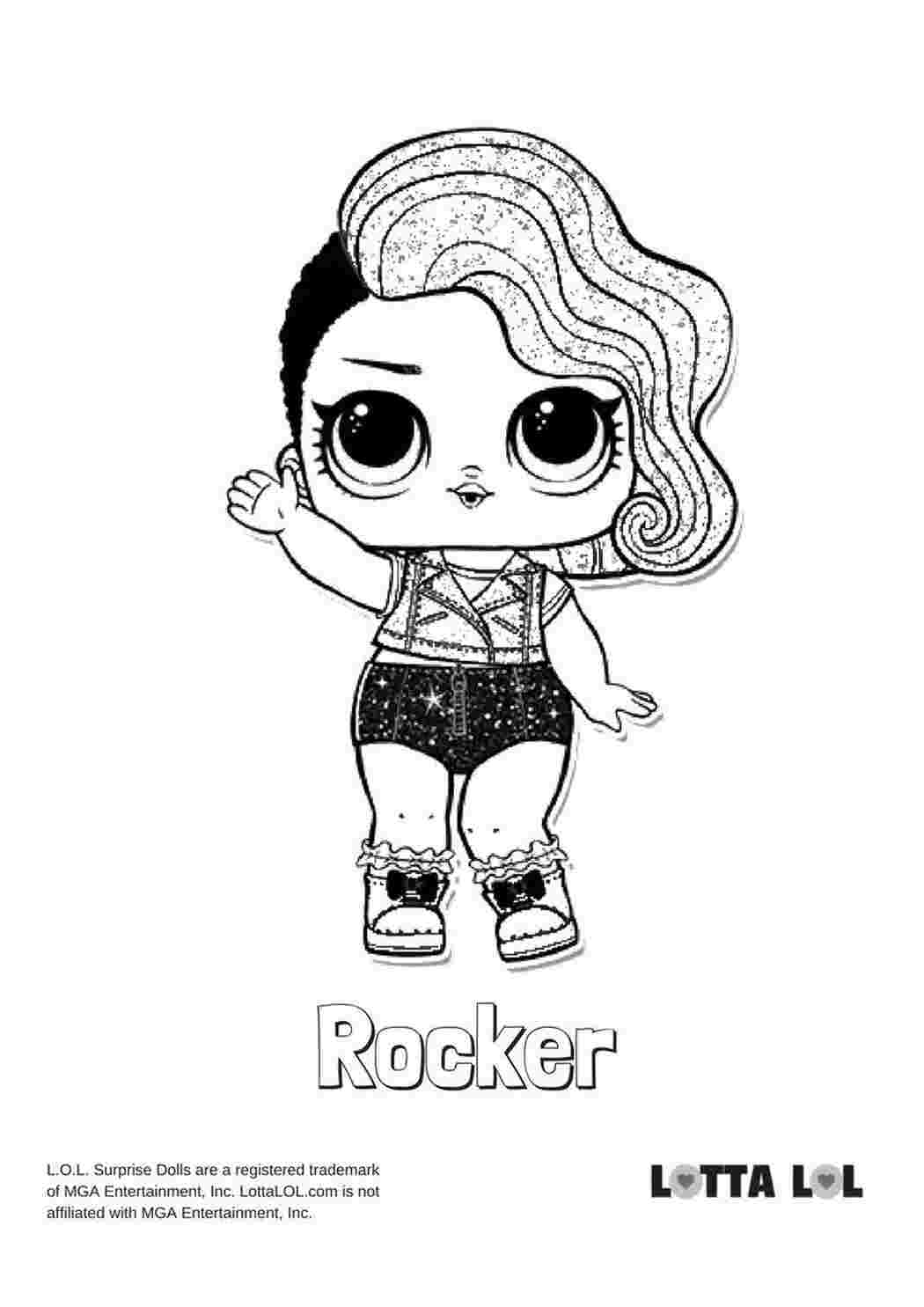 Раскраска Розфарбування лялька LOL Rocker з сюрпризу розмальовок лол для дівчинки