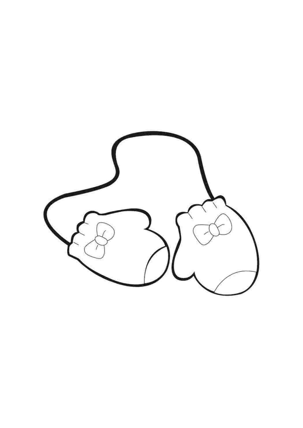 Раскраска Розмальовки з зимовим одягом Рукавички з візерунками