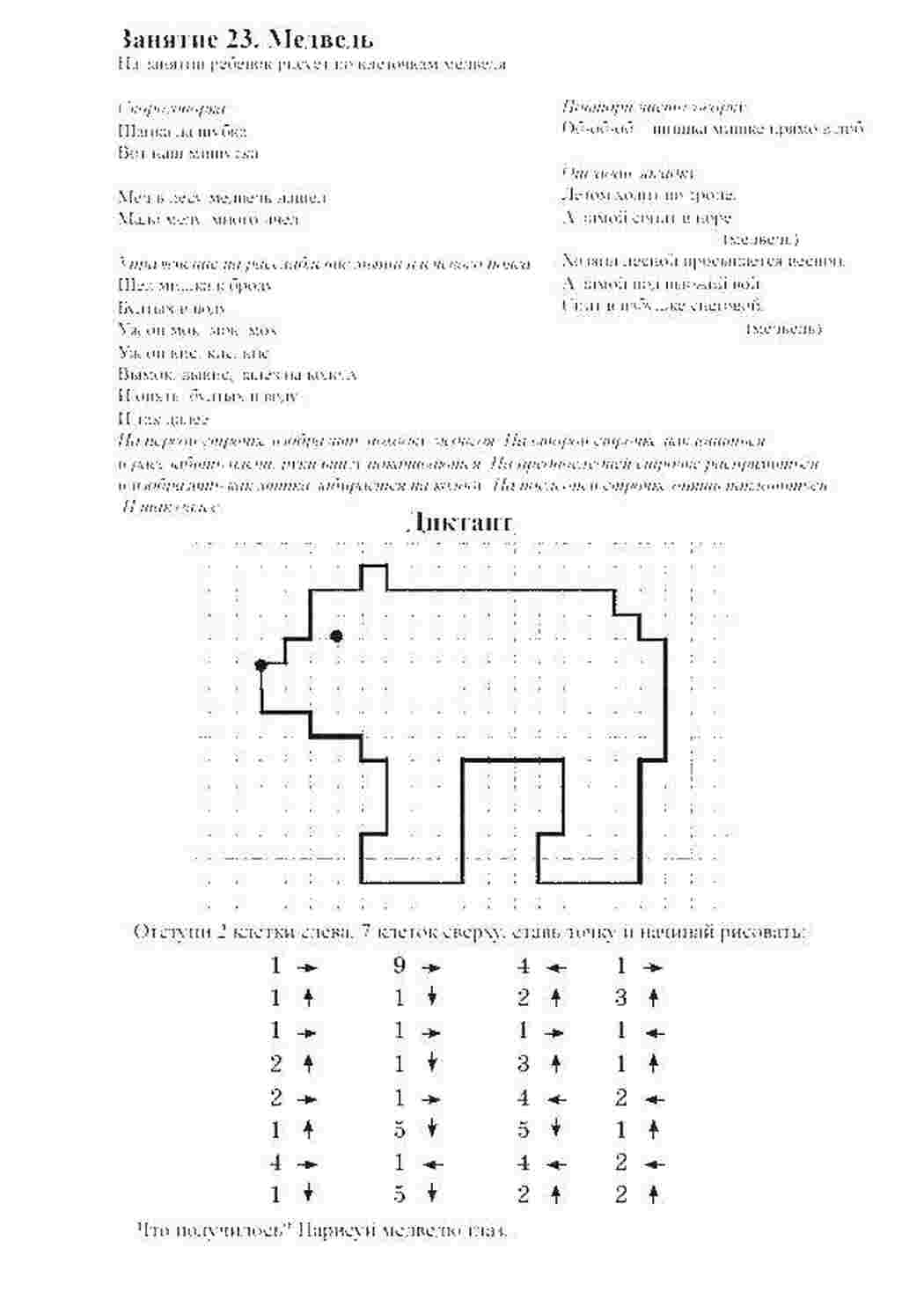 Раскраска Графічний диктант: ведмідь