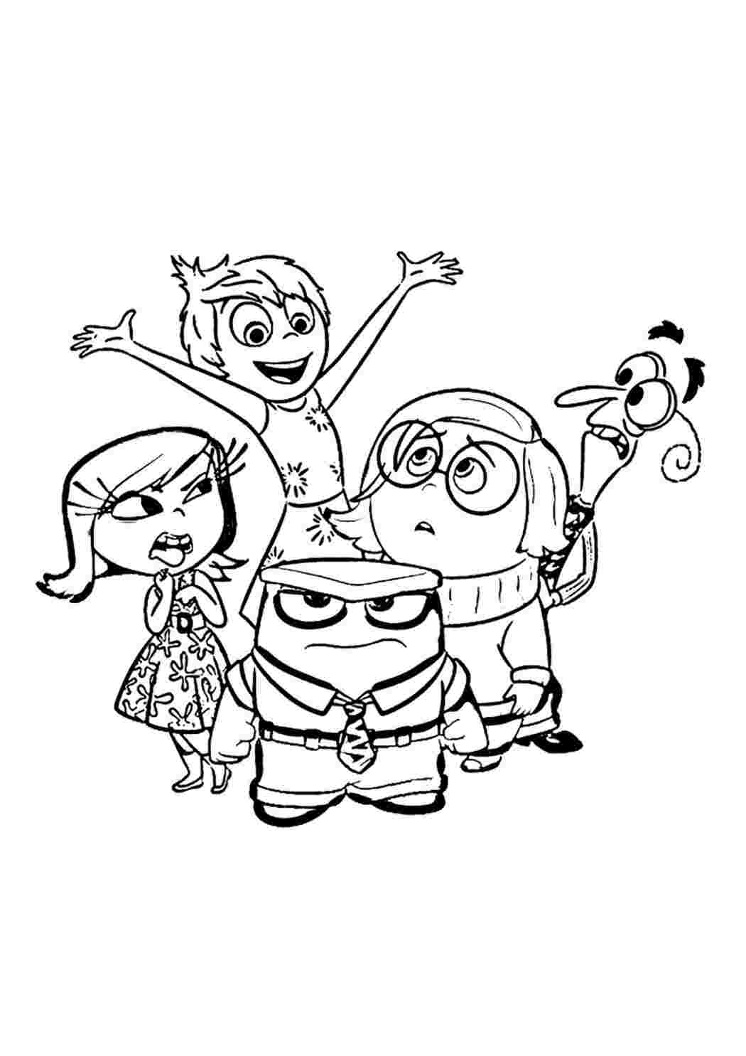 Раскраска Гарні розмальовки Всі п ять емоцій що керують дівчинкою з мультфільму Внутрішній світ