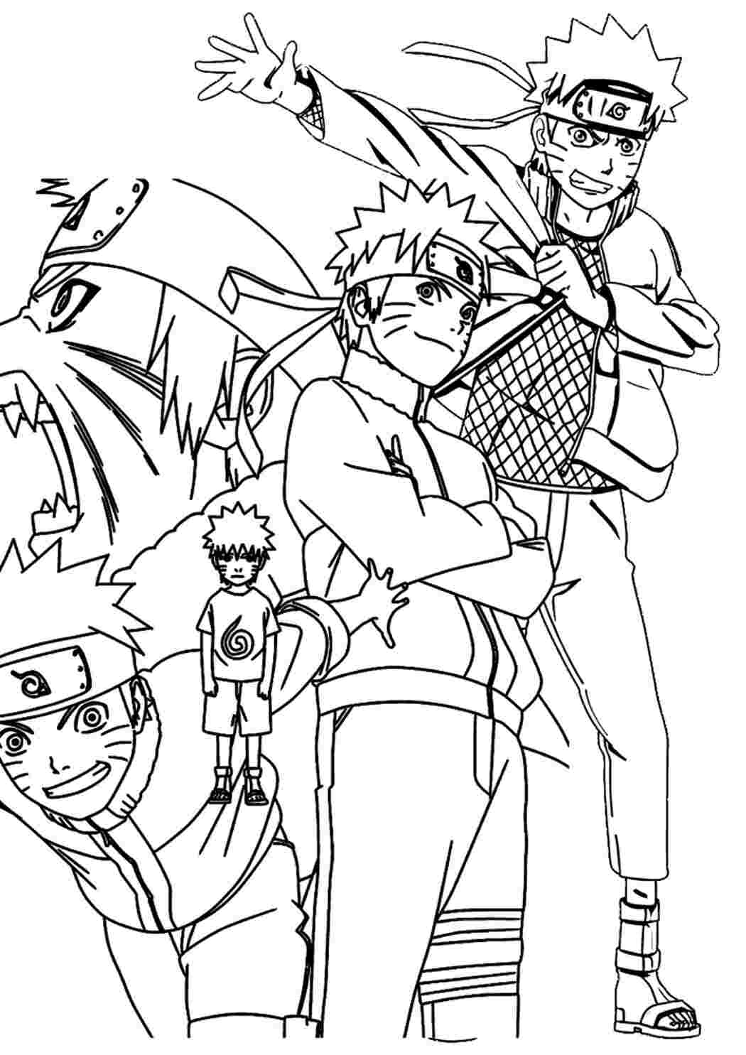 Раскраска Гарні розмальовки Тут п ять персонажів але всі вони персонажі Наруто