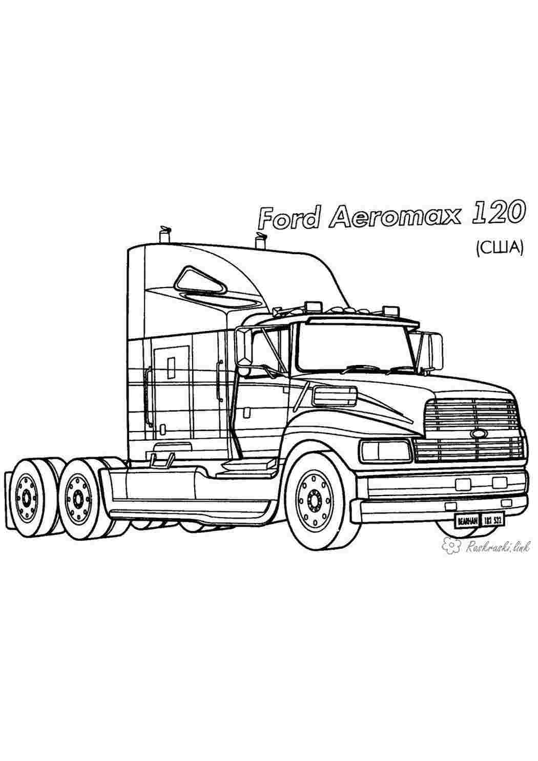 Раскраска вантажівка Ford Aeromax розмальовка для хлопчиків