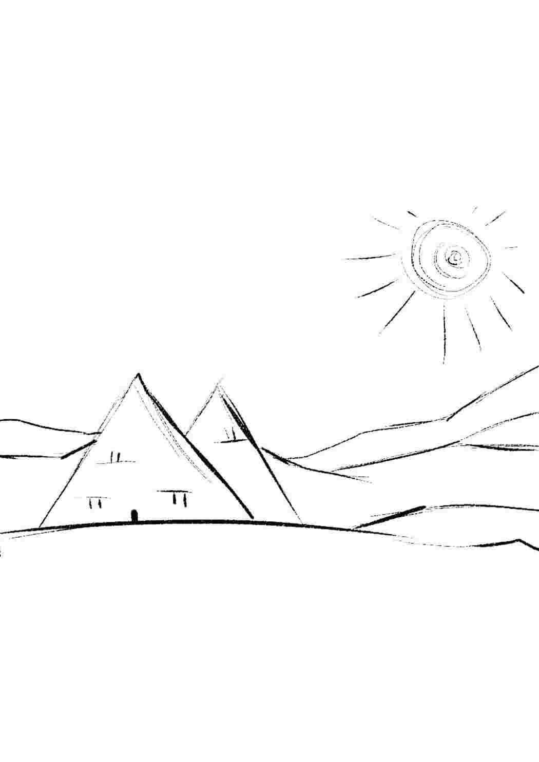 Раскраска Гарні розмальовки Піраміди та пустеля