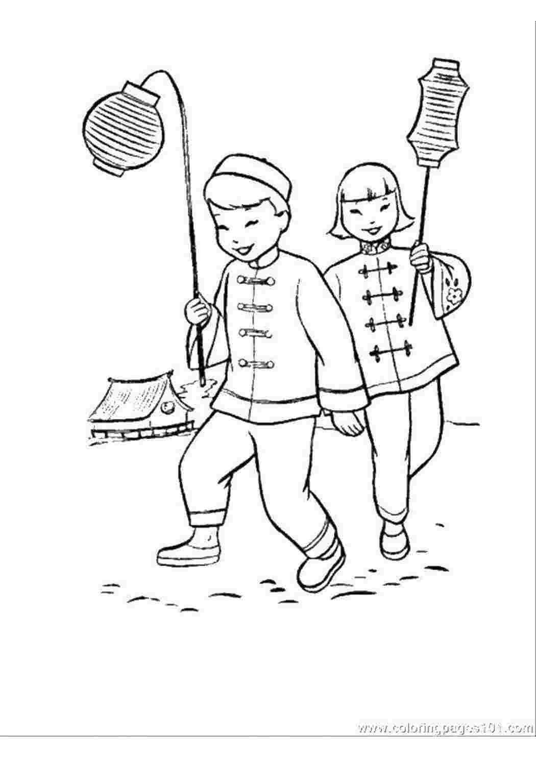 Раскраска китайські діти