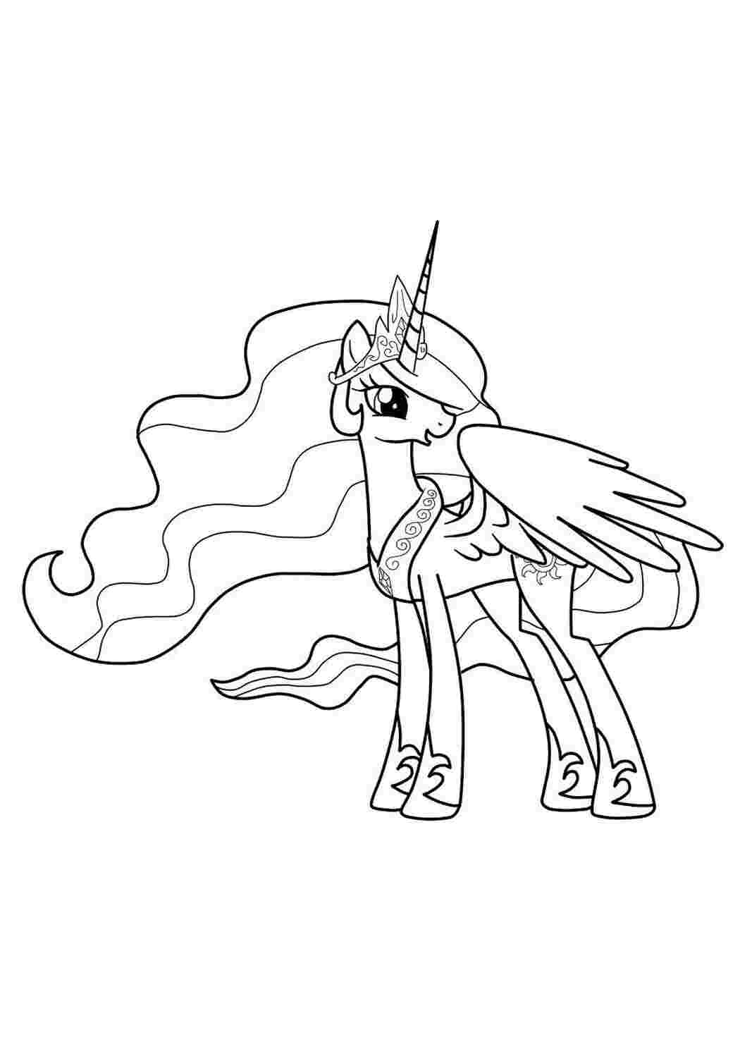 Раскраска Маленька моя поні з крильцями принцеса
