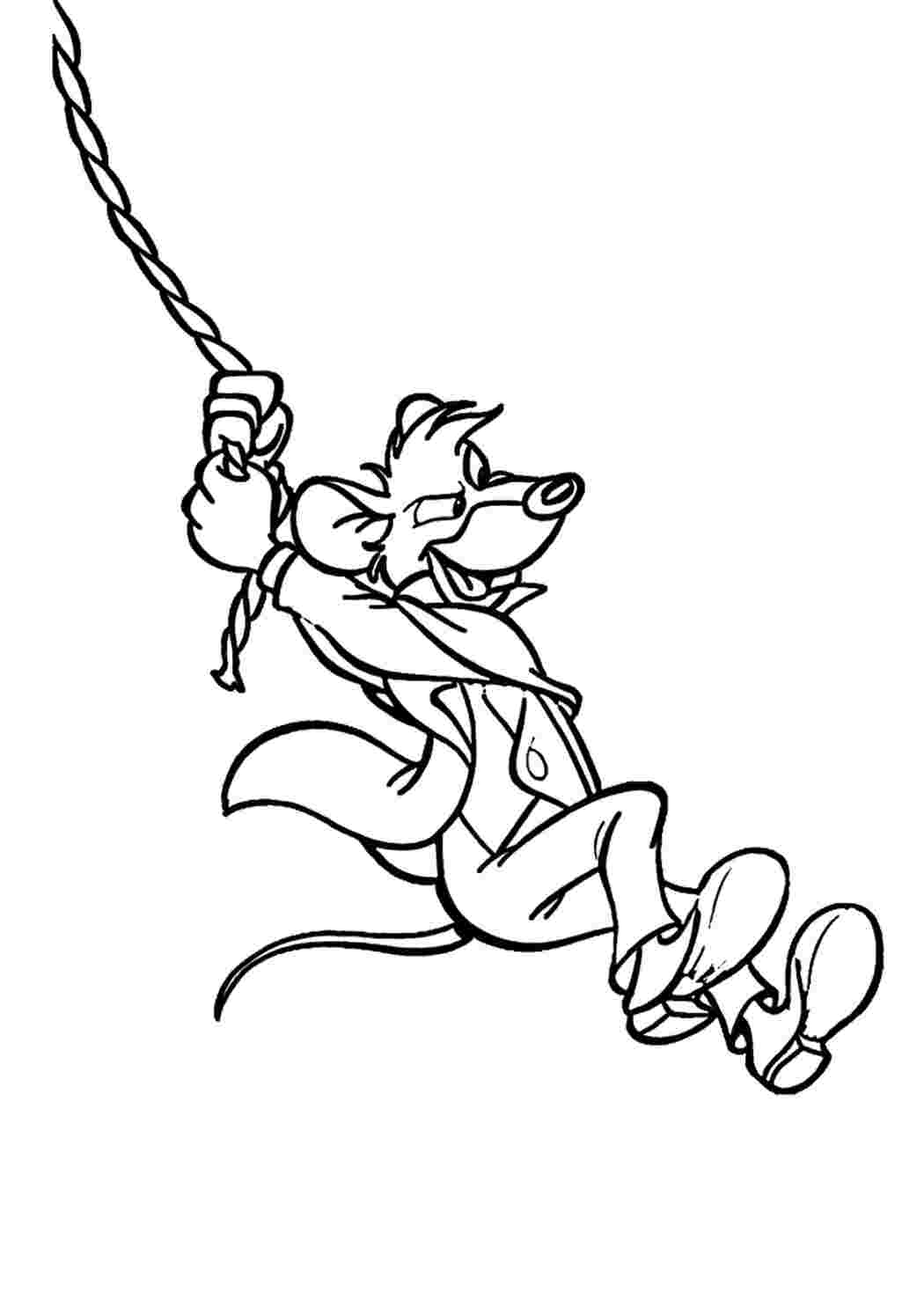 Раскраска Гарні розмальовки Мишка летить на канаті