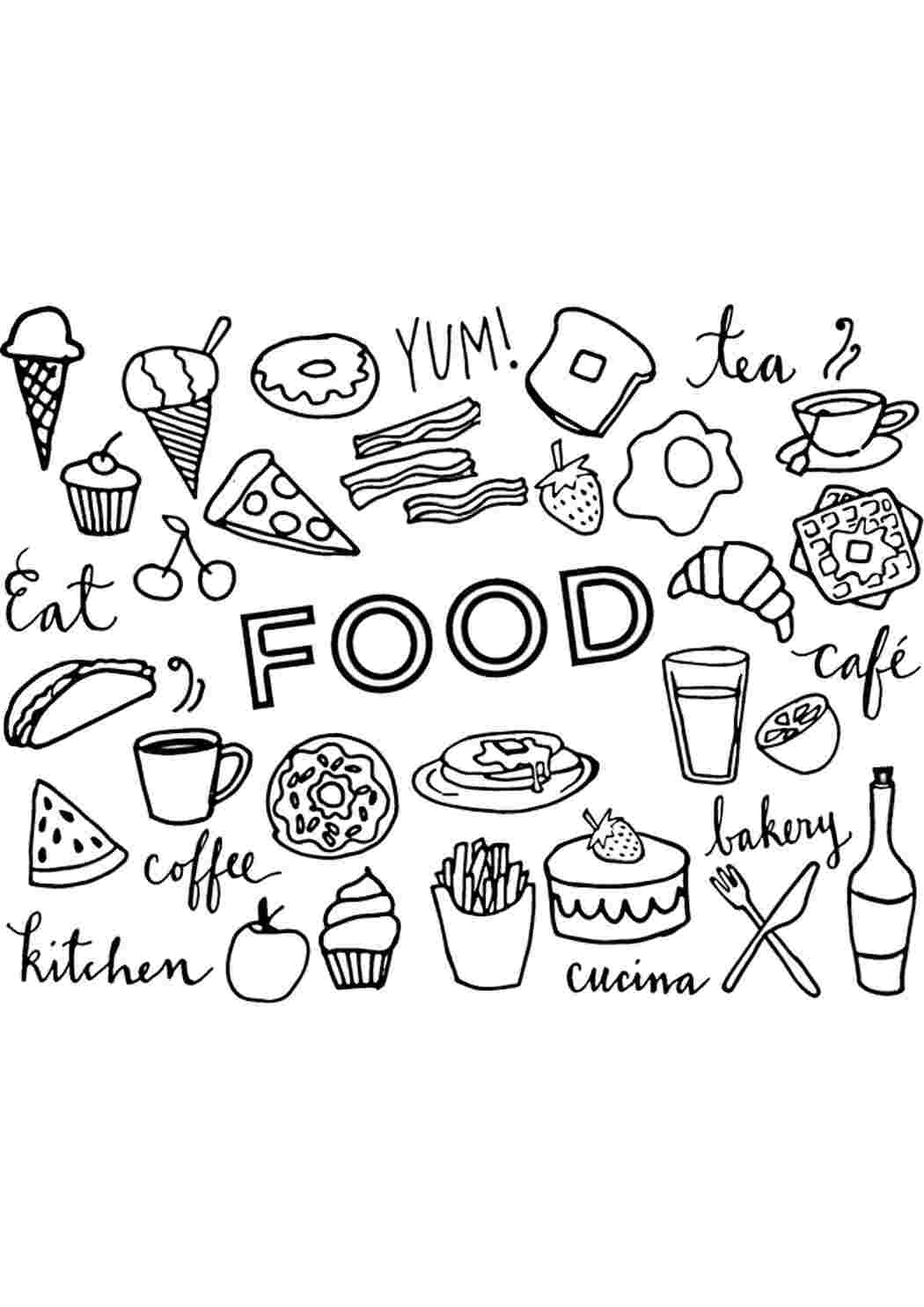 Раскраска Гарні розмальовки Їжа