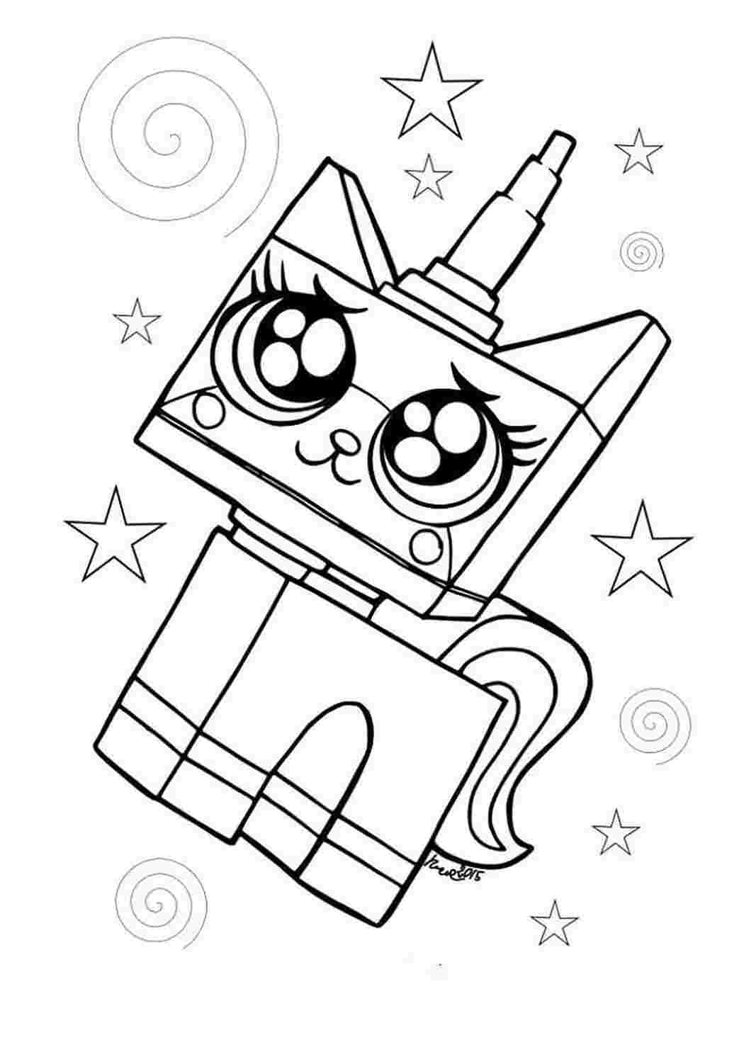 Раскраска Гарні розмальовки Розфарбування Кіт єдиноріг Квадратний персонаж