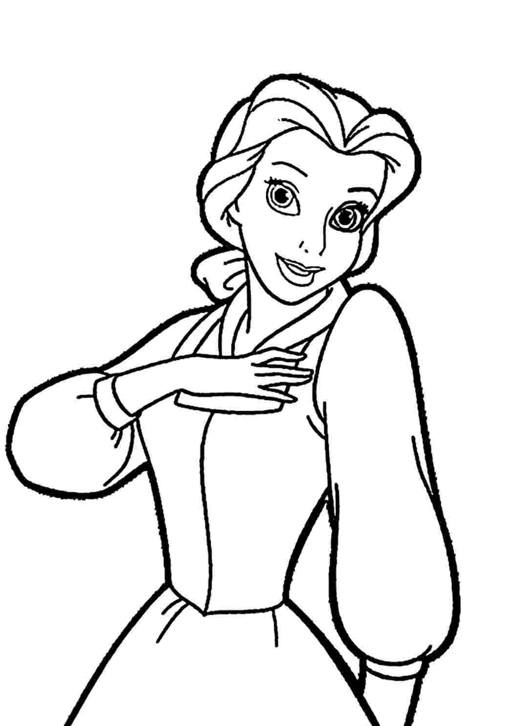 Раскраска Гарні розмальовки Принцеса з мультфільму Краса та звір розмальовка