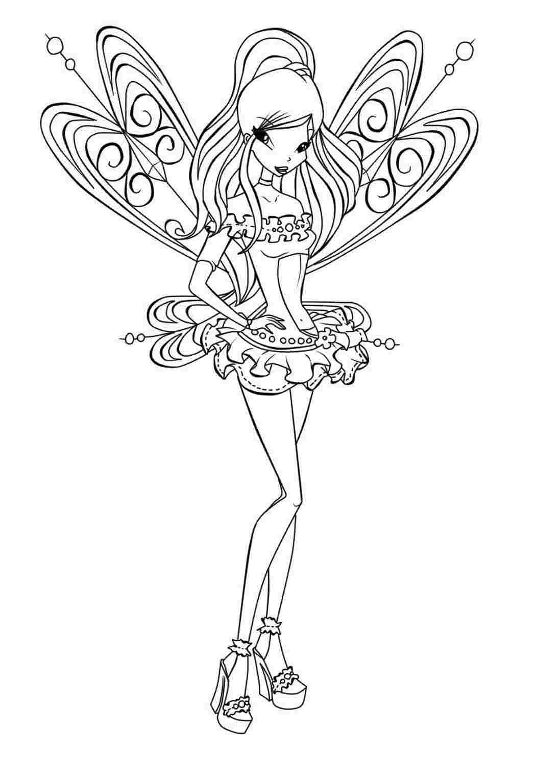 Раскраска Флора з мультфільму Winx