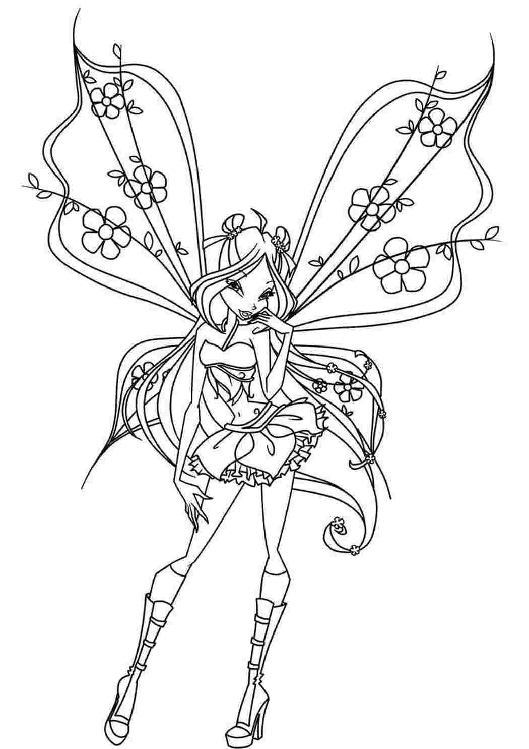 Раскраска Флора з мультфільму Winx