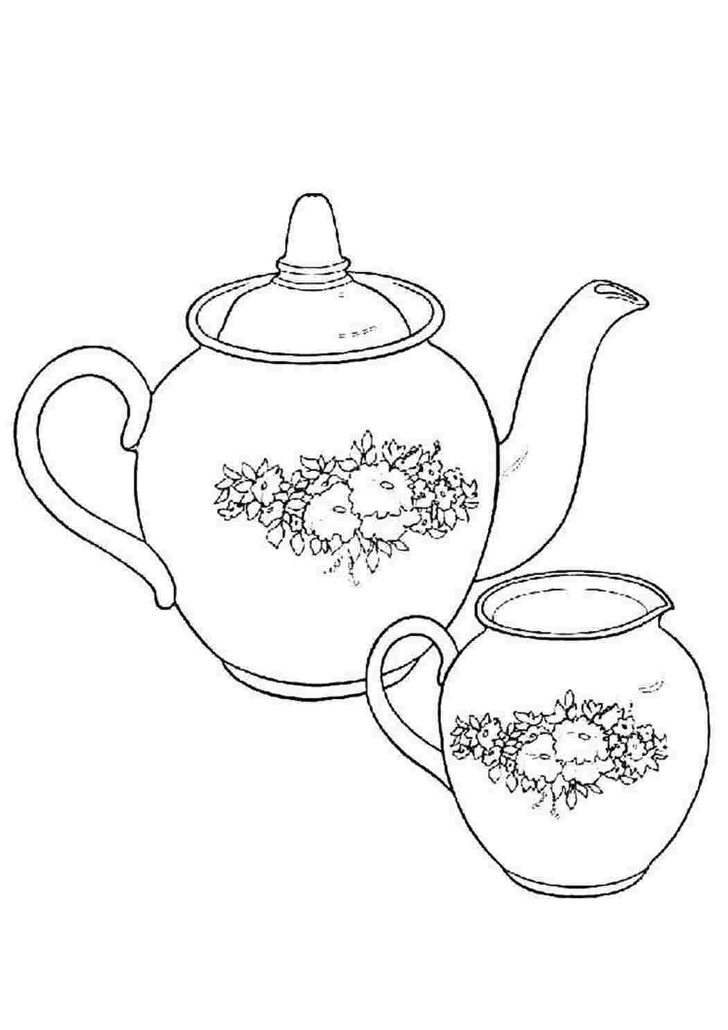 Раскраска Чайник з молочницею