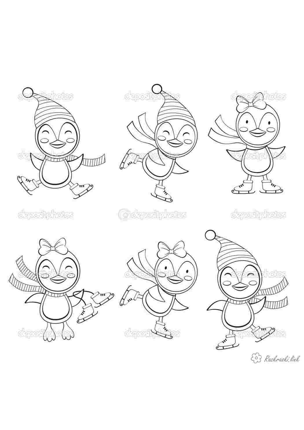 Раскраска розфарбунки для дітей тварини Антарктида пінгвін